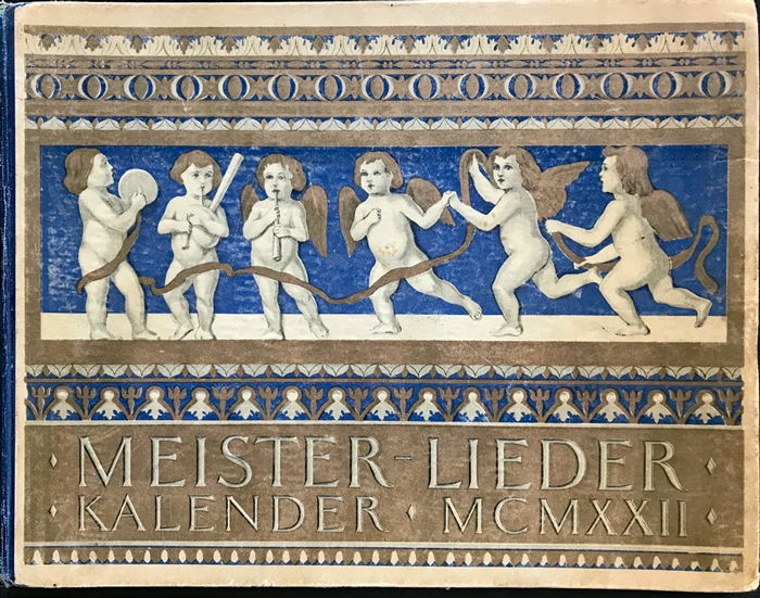 Colour facsimile of the front board of Meister-Lieder, Kalender MCMXXII