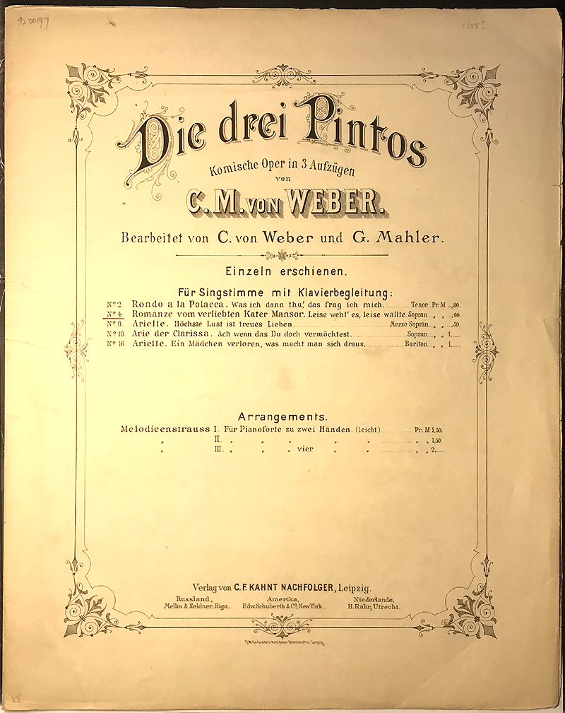 Colour facsimile of title page C used for separately published individual numbers from Die drei Pintos 