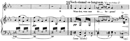 music example showing bars 294-307 of Das klagende Lied: Der Spielmann
