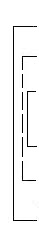 Graphic: three nested vertical brackets indicating that three bifolios form a single gathering (the folios of the first second bifolio are now separate)