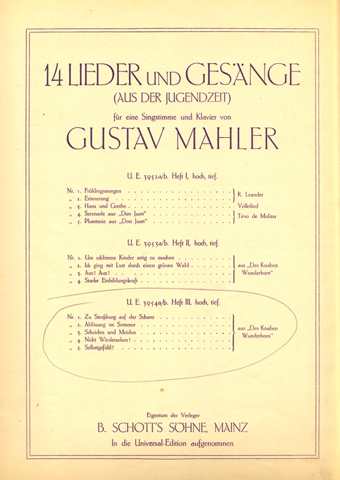 Colour facsimile of the title page of the First edition, second issue of the Lieder und Gesnge