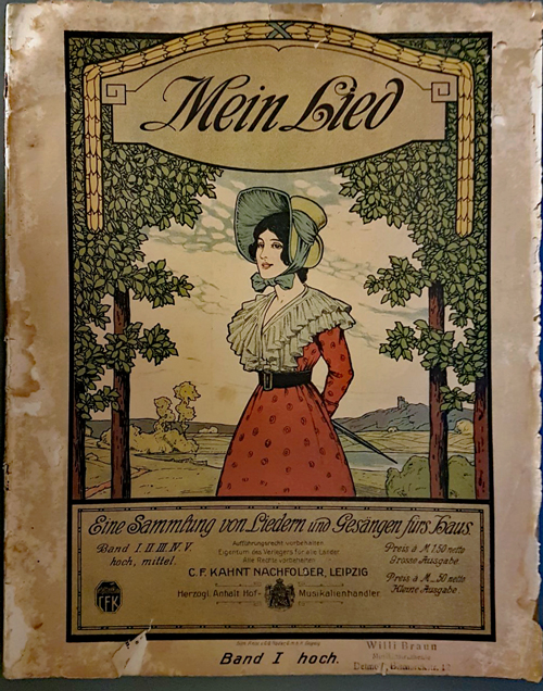 Colour facsimile of the front cover of Mein Lied, vol. 1 (high-voice)