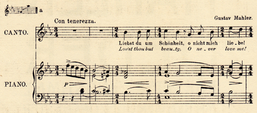 Colour facsimile of the first system of the songs, plate number no. 5687