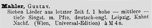 Facsimile of the entry in Hofmeister, Monatsbericht, iv/v 1917, p. 50