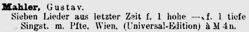 Facsimile of the entry in Hofmeister, Monatsbericht, xi/xii 1916, p. 171