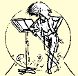 The MGM logo: a hand-drawn cartoon of Mahler at the podium, glaring at the audience