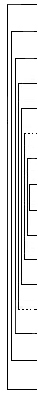 Eight nested vertical brackets representing a gathering of eight bifios (the leaves of bifolio four now separated)