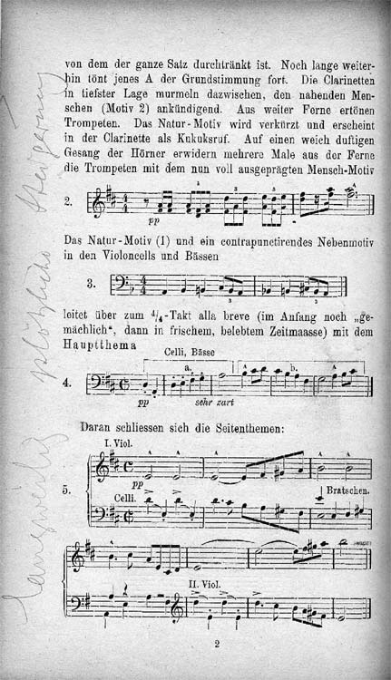 B & W image of an annotated programme note on Symphony No.1, 16 December 1898, p. 2