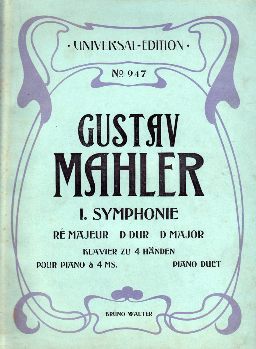 colour facsimile of the front wrapper of the first edition, fourth issue of the piano duet arrangement of Mahler's First Symphony