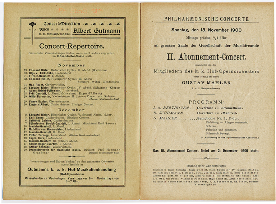 Colour facsimile of the front cover verso and page 1 of the programme