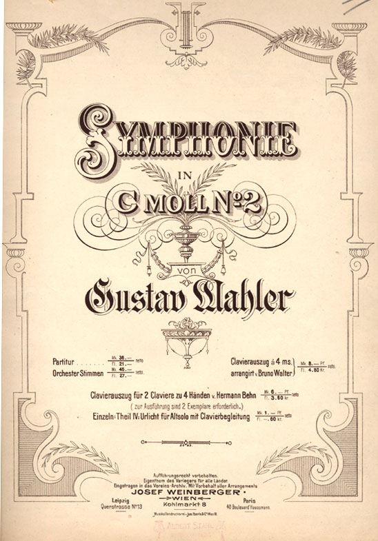 Arrangement for piano duet, first edition (1899), title page