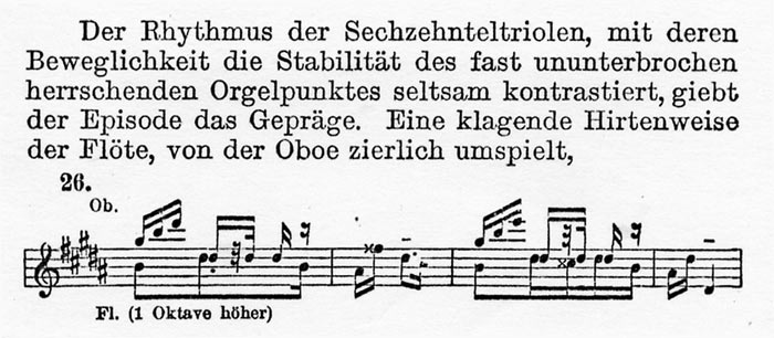 facsimile of a music example from Herman Teibler: 'Symphonie C moll', in Meisterfhrer Nr. 10, Mahlers Symphonien (Berlin, n.d. [c. 1910]), page 43