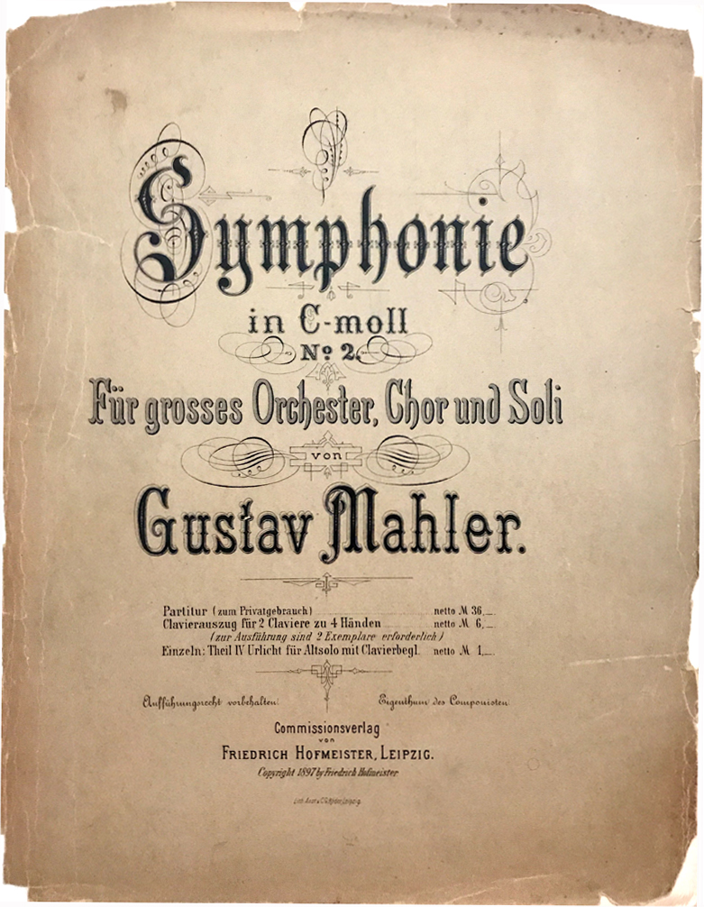Facsimile of the front wrapper of the first edition of the full score of the Second Symphony